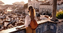 Women looking out at balcony