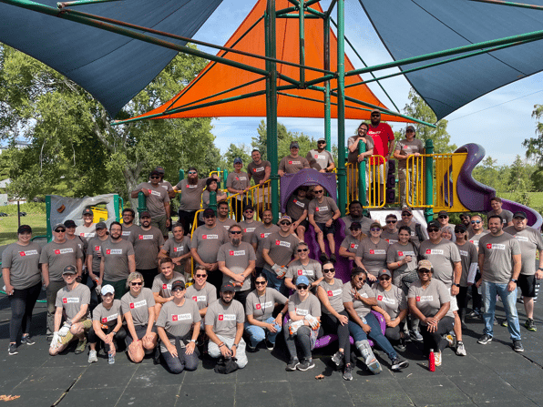 The iSeatz team during a community service project at Joe W. Brown Memorial Park.