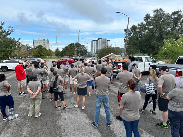 The iSeatz team gathered at Joe W. Brown Park in New Orleans East.